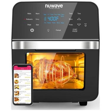 Imagem de Fritadeira Elétrica Airfryer 14,6L com Espeto Rotisserie, Controle de Temperatura, Termômetro Inteligente e Janela para Visualização, 110V