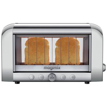 Imagem de Torradeira Elétrica 2 Fatias com 4 Níveis de Tostagem Função Descongelar e Bandeja de Migalhas Removível, 110V 1450W, Magimix, Prata