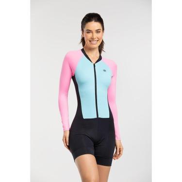 Imagem de Macaquinho de Ciclismo Feminino Manga Longa Com Forro em Gel e Filtro UV-Feminino