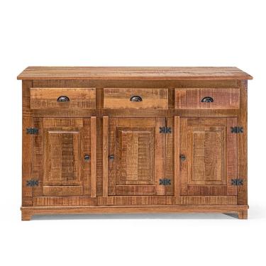 Imagem de Buffet Arca Rústico Decorativo em Madeira Maciça 3 Portas e 3 Gavetas - Natural