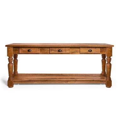 Imagem de Aparador de Apoio Rústico Decorativo em Madeira Maciça Bh 200cm com Pés Torneados - Natural