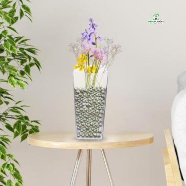 Imagem de  Vaso Acrílico Tulipa Grande Transparente Branco Arranjos - Micromax