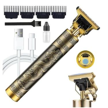 Imagem de Máquina Profissional Dragão Acabamento Sem Fio Cabelo Barba Pezinho Personalizada Com Limitador de Lamina Ajustável Recarregável 4 Pentes Óleo Escovinha Kit Conjunto Aparador Acabamento