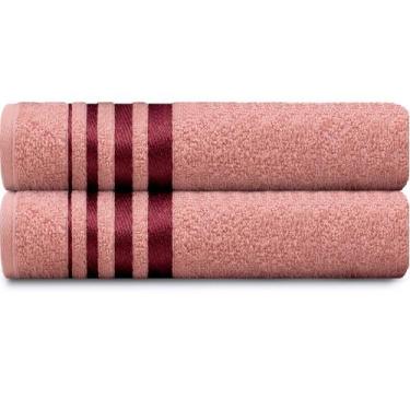 Imagem de Jogo de Toalhas de Banho 100% Algodão 2 Peças Karsten Emcompre, ROSA