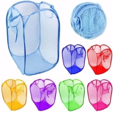 Imagem de Cesto De Roupa Dobrável Para Roupas E Brinquedos Infantil Caixa Organi