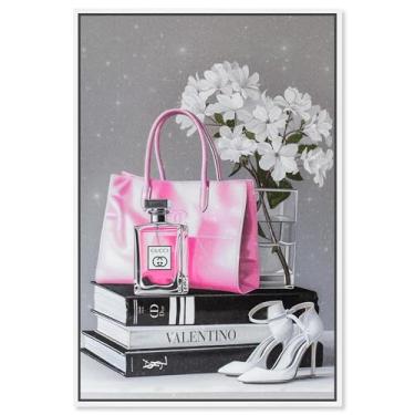 Imagem de Art Remedy Impressão em tela delicada Pink Purse and Books II, moldura branca, 50,8 cm x 76,2 cm