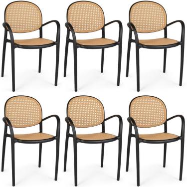 Imagem de Kit 6 Cadeiras De Jantar Roma Com Braço Para Sala E Cozinha - Preto