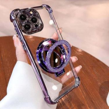 Imagem de HPQWN For Samsung S21 Ultra Luxury Magnetic Mirror Holder Case (For Samsung S21 Ultra/S16523)