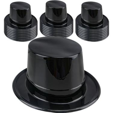Imagem de SGBETTER 24 Pcs Adult Black Top Hats Bulk Plastic Magician Hat Dress Up Hat Party Top Hat for Men Women Birthday Costume Party Supplies