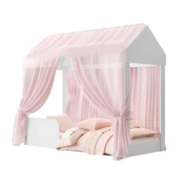 Imagem de Cama Casa Infantil Crystal Montessoriana Com Voal Rosa Quarto Meninas Docel Baby Castelo Princesa