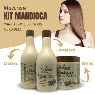 Imagem de Kit Mandioca Maycrene 500g ( Shamp + Cond + Másc )