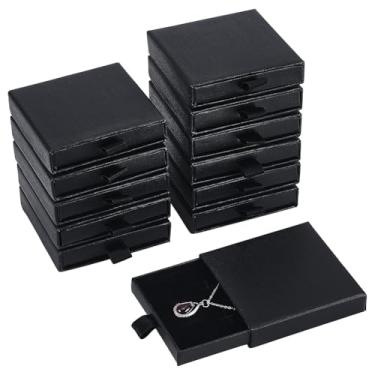 Imagem de BENECREAT 10 caixas de joias de papelão com gavetas, caixas de presente pretas para mulheres, para anel, brincos, pulseiras, colares, joias, presente, 8 x 8 x 0,73 cm