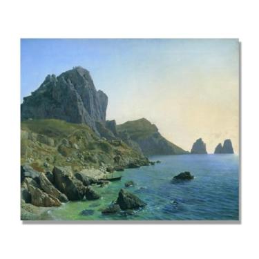 Imagem de Lev Lagorio Prints. Pintura de arte de parede de paisagem marítima. Pôster de reprodução de impressões em tela de paisagem para decoração de casa. (nos penhascos). Somente tela de 60 x 72 cm - 23,6 x