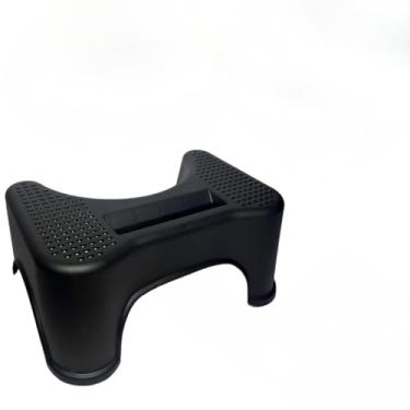 Imagem de Banquinho Vaso Sanitário Com Porta Celular Ergonômico com Antiderrapante Apoio Pés(Preto)