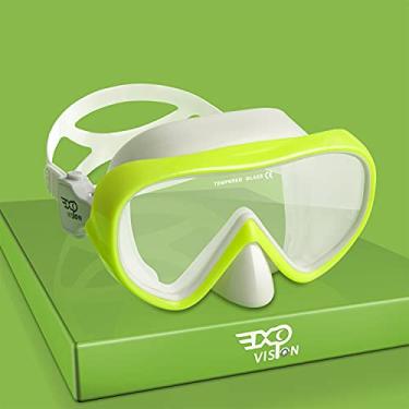 Imagem de EXP VISION Máscara De Mergulho Infantil Com Snorkel, Óculos Natação Antiembaçantes Proteção Nasal Para Snorkel E (Amarelo)