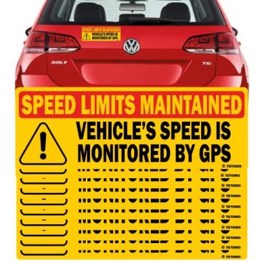 Imagem de (Pacote com 10) Red Vehicle Speed is Monitored by GPS Speed Limits are maintained Magnet Sticker 25.4 cm x 8.9 cm Altamente Reflexivo Qualidade Premium Frota Carro Caminhão Van Sinal de Cuidado de