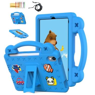 Imagem de Dteck Capa para tablet infantil iPad Mini A17 Pro/iPad Mini 6ª geração de 8,3 polegadas (2024/2021) com suporte/alça conversível, desenho animal/carro, capa leve à prova de choque com alça de ombro