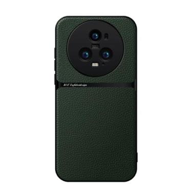 Imagem de Kepuch Capa para Honor Magic 5 Pro - Litchi Grano Case Placa de Metal Embutida - Verde