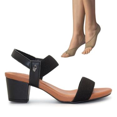 Imagem de Sandália Usaflex Feminina Salto Bloco Y8204+2P de Meias Color Sports Sapatilha Dedinhos