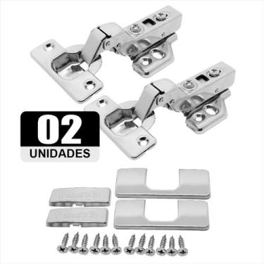 Imagem de Kit C/2 Dobradiça Clip On Soft Close Aço Inox Alta Cp Caneco - Tradest