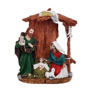 Imagem de Imagem do Santo Presépio de Natal Casinha com estrela 23cm em Resina -