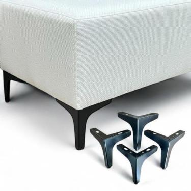 Imagem de Pé Para Móvel Cantoneira Universal 13cm Ferro Preto Kit 4 - Bela Manu 