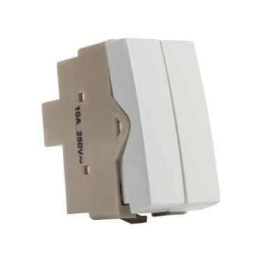 Imagem de Interruptor Duplo Pulsador 10A 250V Branco Sleek - MarGirius, Branco
