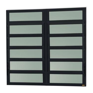 Imagem de Janela De Aluminio Basculante 2 Seções Elite Vidro Boreal 120cm X 240cm Brimak Preto
