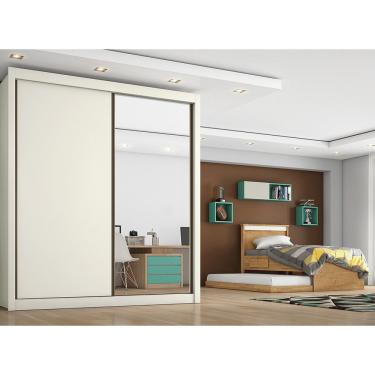 Imagem de Roupeiro Zurique 1 Porta Espelhada 100 Mdf Off White