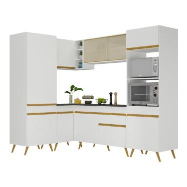 Imagem de Armário De Cozinha Completa De Canto Veneza Multimóveis V2049 Branco/dourado Branco/dourado