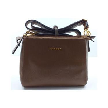 Imagem de Bolsa Feminina Fenzzo 100% Couro Casual Luxo 25x20cm 2069 Tamanho Unico Caramelo