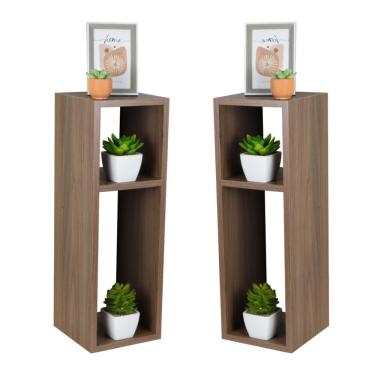 Imagem de Kit 2 Mesa De Cabeceira Nogal Cama Solteiro Quarto Sala 20cm