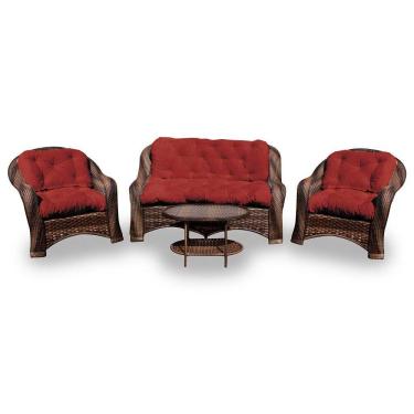 Imagem de Conjunto De Sofá Fibra Sintética Melo-1 Sofá 2 L+2 Poltronas+1 Mesa Centro- Duna Vermelho