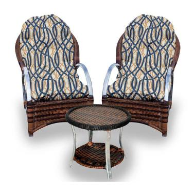 Imagem de Conjunto De Poltronas Fibra Sintética Pequim Alumínio-2 Poltronas+1 Mesa Centro- Corda Náutica