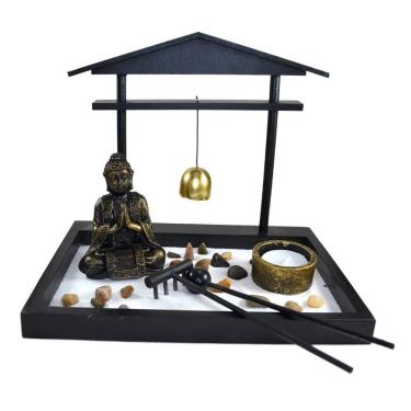 Imagem de Terrário Bandeja Areia Altar Jardim Zen Decorativo Porta Vela Madeira 18cm