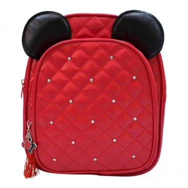 Imagem de Mochila Costas Vermelha Orelhas Mickey 26x30x10cm Disney