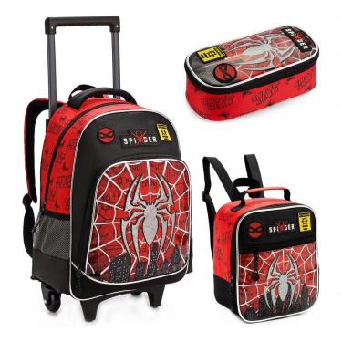 Imagem de Kit Mochila Infantil Rodinhas Multiverso Spider Dark Aranha