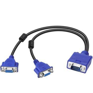 Imagem de Cabo Adaptador Splitter Duplicador Vga Y 1 Macho X 2 Femeas