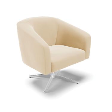 Imagem de Cadeira Sala De Jantar Giratória Base Cromada Stella Suede D03 - D'rossi Cor Bege