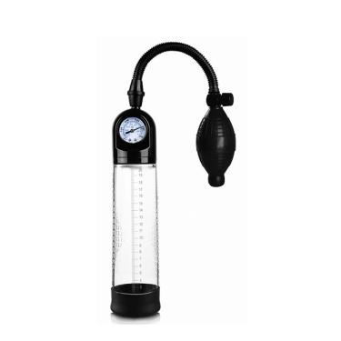 Imagem de Bomba Peniana 21cm Manual Com Manômetro - Penis Pump - Transparente, Unico