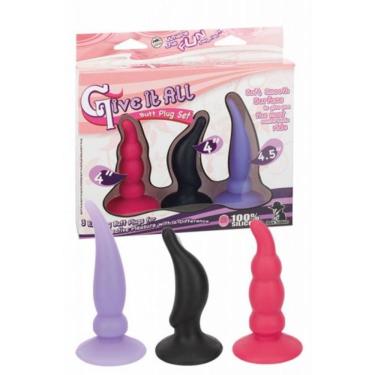 Imagem de Kit Com 3 Plugs Anais Em Silicone Give It All Butt Plug Set - Nanma - Colorido