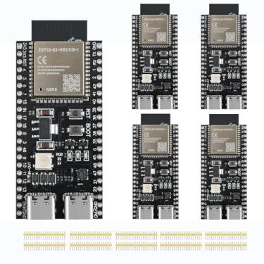 Imagem de YEJMKJ Placa De Desenvolvimento Esp32 S3 5 Peças Esp32-S3-Devkitc-1-N8R8 Com Módulo Mcu Wi-Fi E Bluetooth, Processador Microcontrolador Núcleo Duplo Tipo C, Funções Ble Completas Integradas Esp Wroo