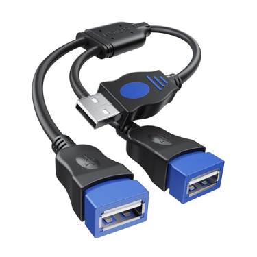 Imagem de ANDTOBO Divisor Usb, Y, Cabo De Carregador Duplo 2.0, 1 Macho Para 2 Fêmeas, Adaptador Hub Extensão Alimentação, Substituição Carro/Laptop/Led Etc.