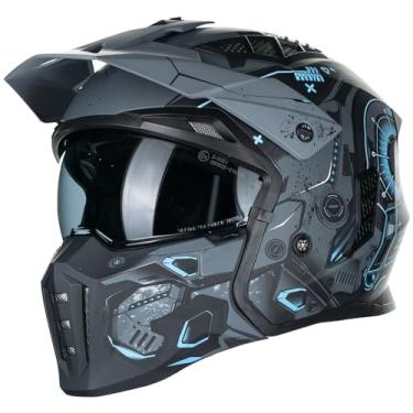 Imagem de ILM Capacete Aberto Para Motocicleta 3/4, Masculino E Feminino, Retrô Vintage Com Viseira, Ciclomotor, Quadriciclo, Scooter, Modelo Dot Z302 (Azul, Médio)