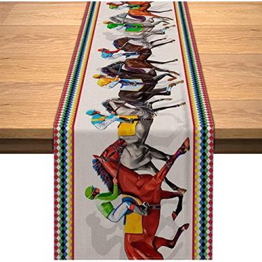 Imagem de Vohado Caminho De Mesa Kentucky Churchill Downs Capa Corrida Cavalos Run For The Roses Linho Festa Festas Sala Jantar Cozinha Decoração Casa (33 Cm X 228 Cm)