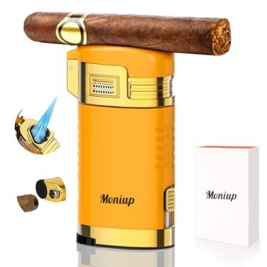 Imagem de Moniup Isqueiro De Maçarico Com Chama Tripla À Prova Vento, Furador, Suporte, Presente Moderno Para Festas Aniversário, Isqueiros Butano Ajustáveis E Recarregáveis Fumar, Velas, Atividades Ao Ar Liv