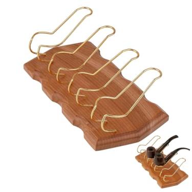 Imagem de ReignSword Suporte Para Cachimbo De Tabaco Madeira Com 4 Compartimentos Metal Exibição, Acessórios Casa E Família