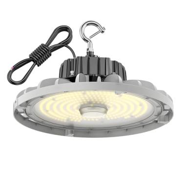 Imagem de NOVTEKE Luminária Led Ufo High Bay 240 W, 28.500 Im, 5000 K, 0-10 V, Regulável, Com Cabo De Alimentação 6,5 Pés, Gancho Para Pendurar, Luminárias Corda Seguras Armazéns E Fábricas (240 1 Unidade, Br
