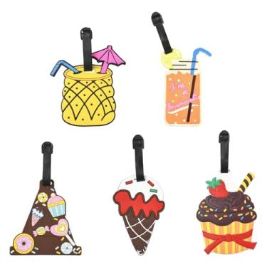 Imagem de LiQunSweet Etiqueta de bagagem de viagem com tema de comida de verão, 5 peças, etiqueta de identificação de bolo, bebida, bagagem, identificadores, sobremesa, mala de viagem, para bolsa escolar