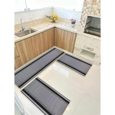 Imagem de Kit 3 Peças Ps Jogo Tapete Cozinha Largo 0,66 Antiderrapante - Lancer